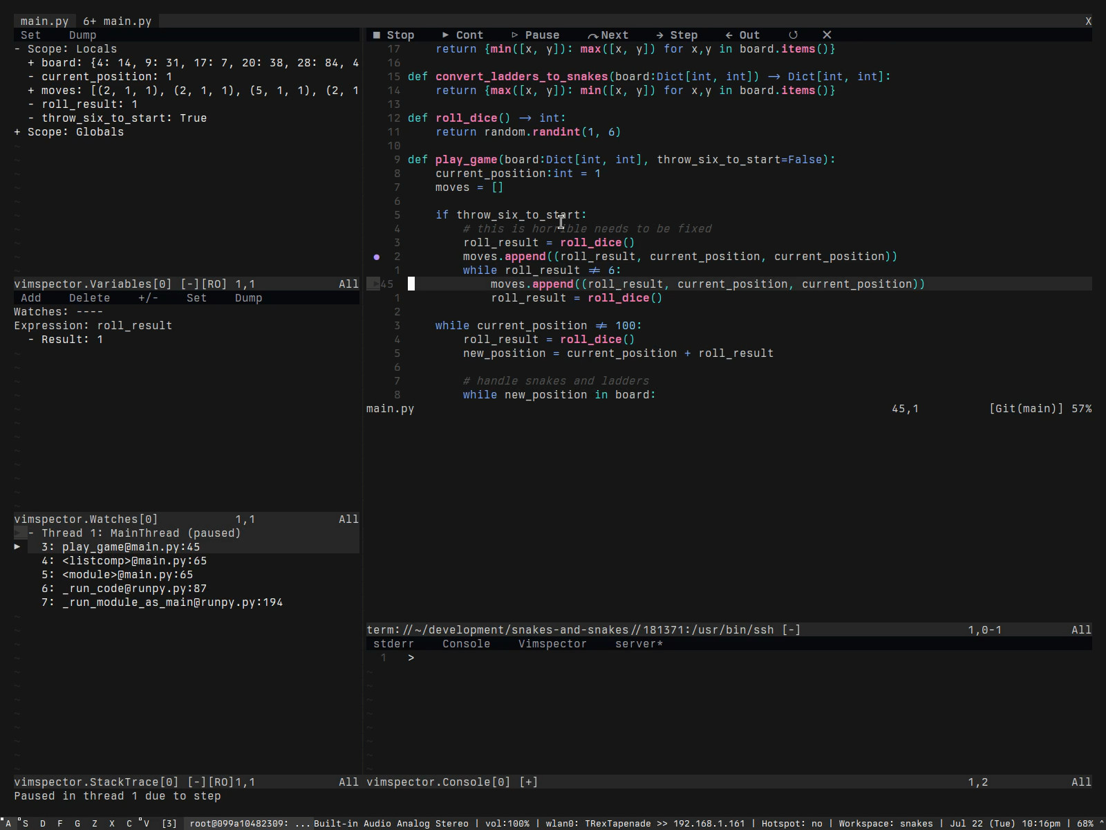 Debugging python script running on remote machine within a docker container.