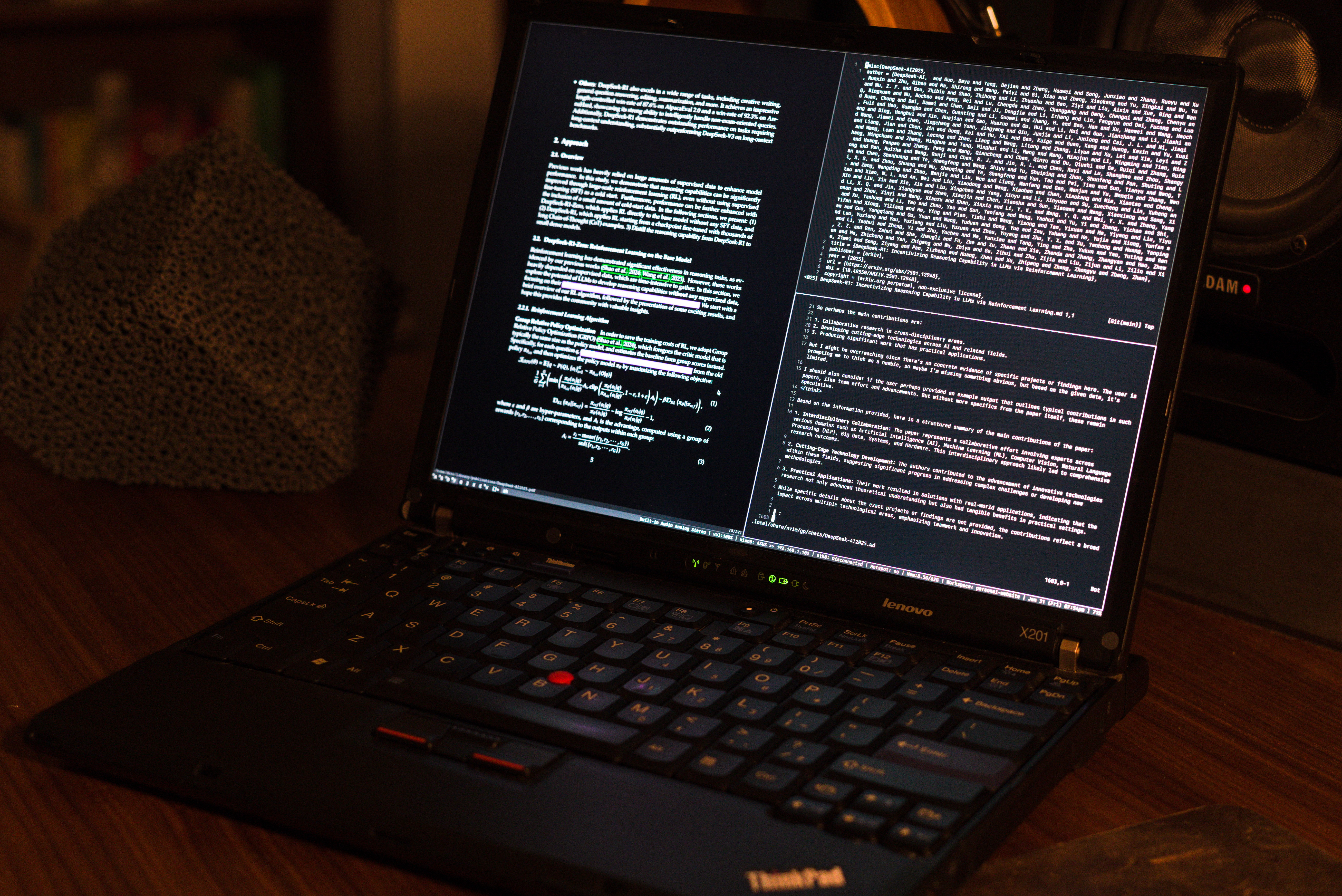Demonstration of reading and asking questions to LLM on Laptop computer.