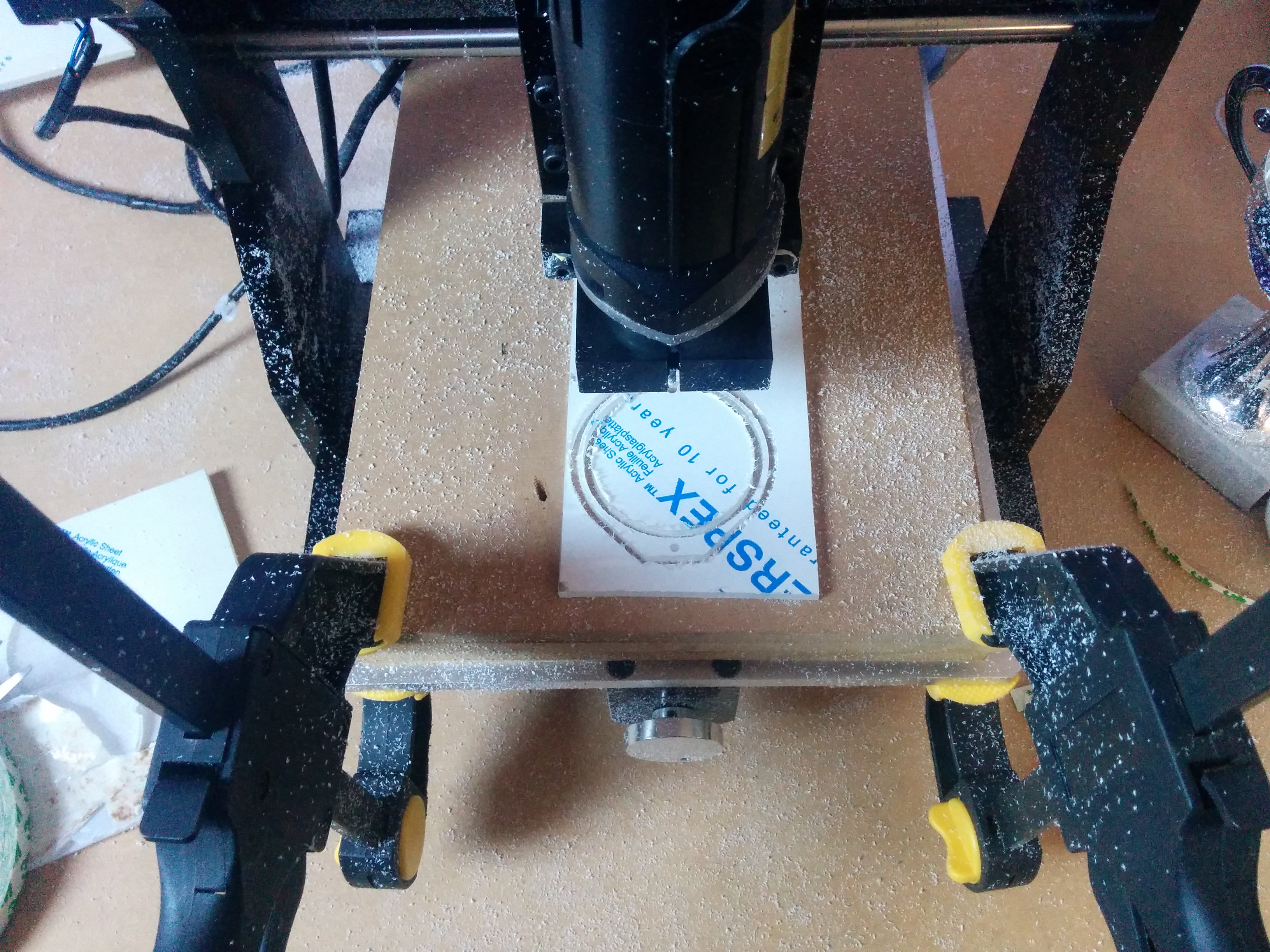 Cutting part A on my small CNC machine.