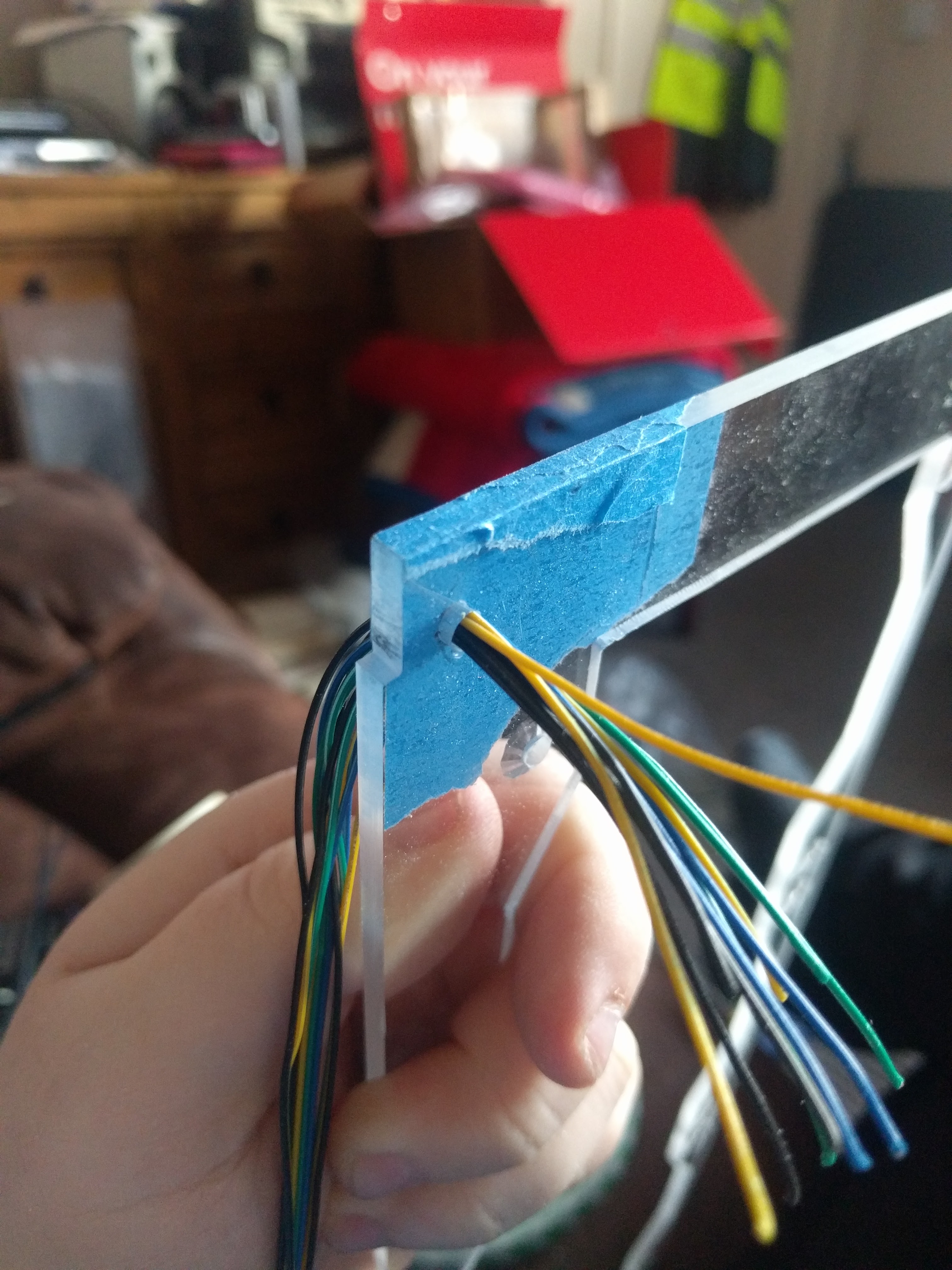 Pre-patinted radiator mount with the passthrough for the fan cables.